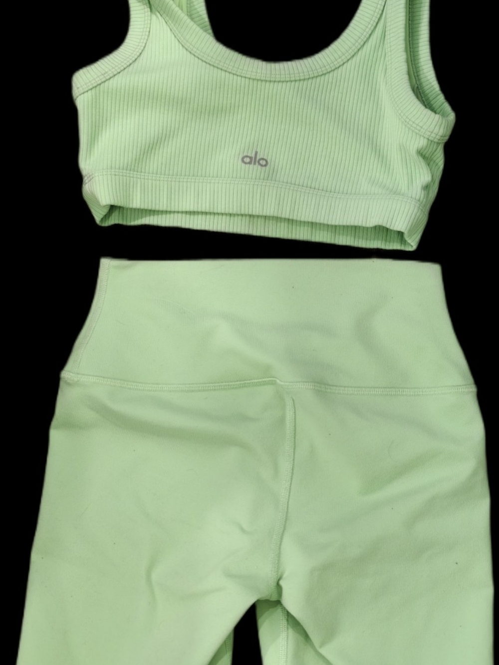 ALO Yoga High-Waist Shorts in Mint Green Size XS Shorts And S Top